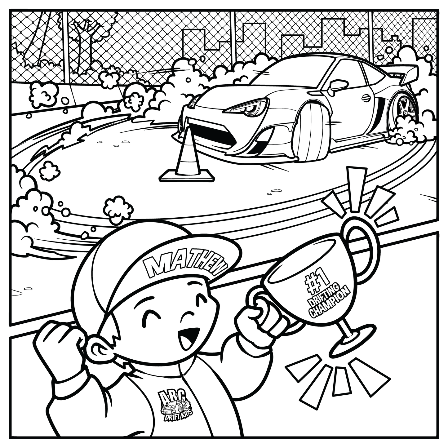 Color Me Sideways! More than 25 Drift-Themed Coloring Pages (Instant Download!)