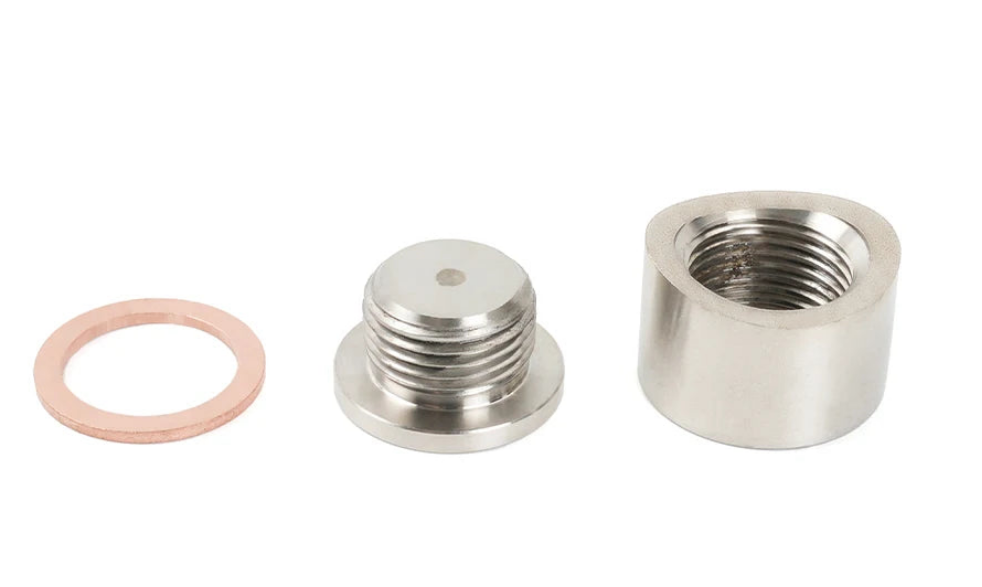 O2 Exhaust Bung Stainless O2 Exhaust Bung and Plug – DKM Fabrication