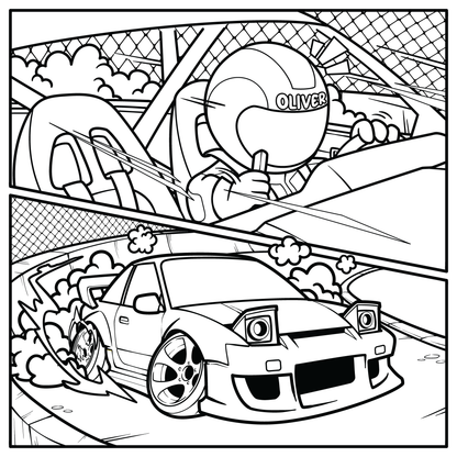 Color Me Sideways! More than 25 Drift-Themed Coloring Pages (Instant Download!)