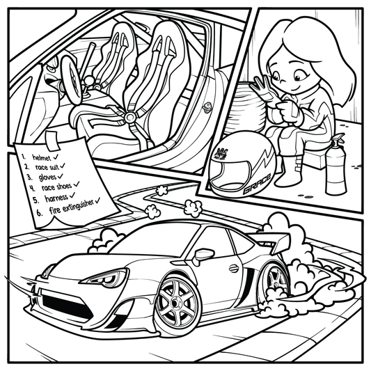 Color Me Sideways! More than 25 Drift-Themed Coloring Pages (Instant Download!)