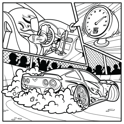 Color Me Sideways! More than 25 Drift-Themed Coloring Pages (Instant Download!)