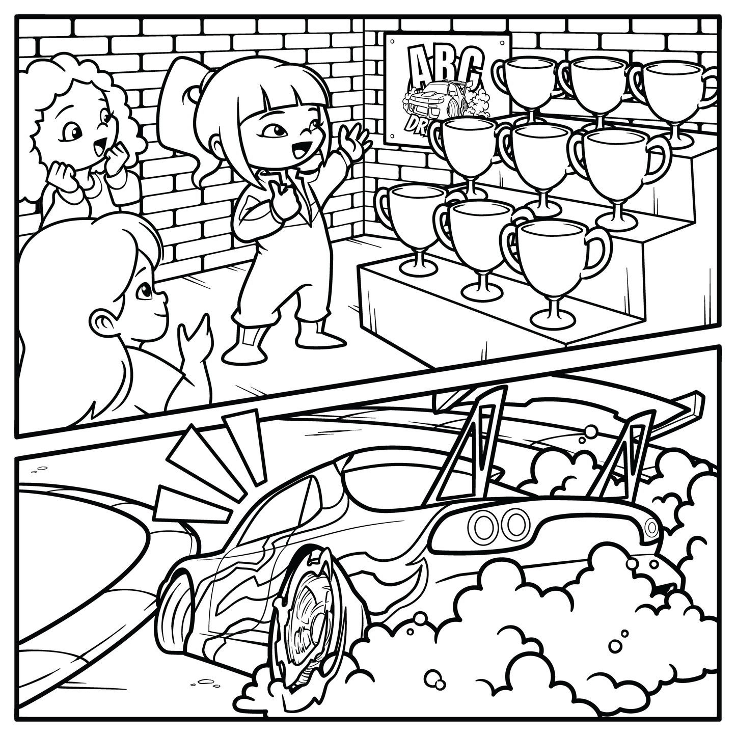 Color Me Sideways! More than 25 Drift-Themed Coloring Pages (Instant Download!)