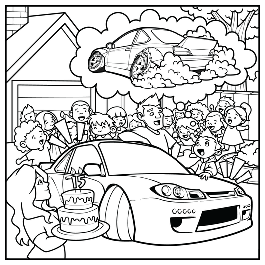 Color Me Sideways! More than 25 Drift-Themed Coloring Pages (Instant Download!)