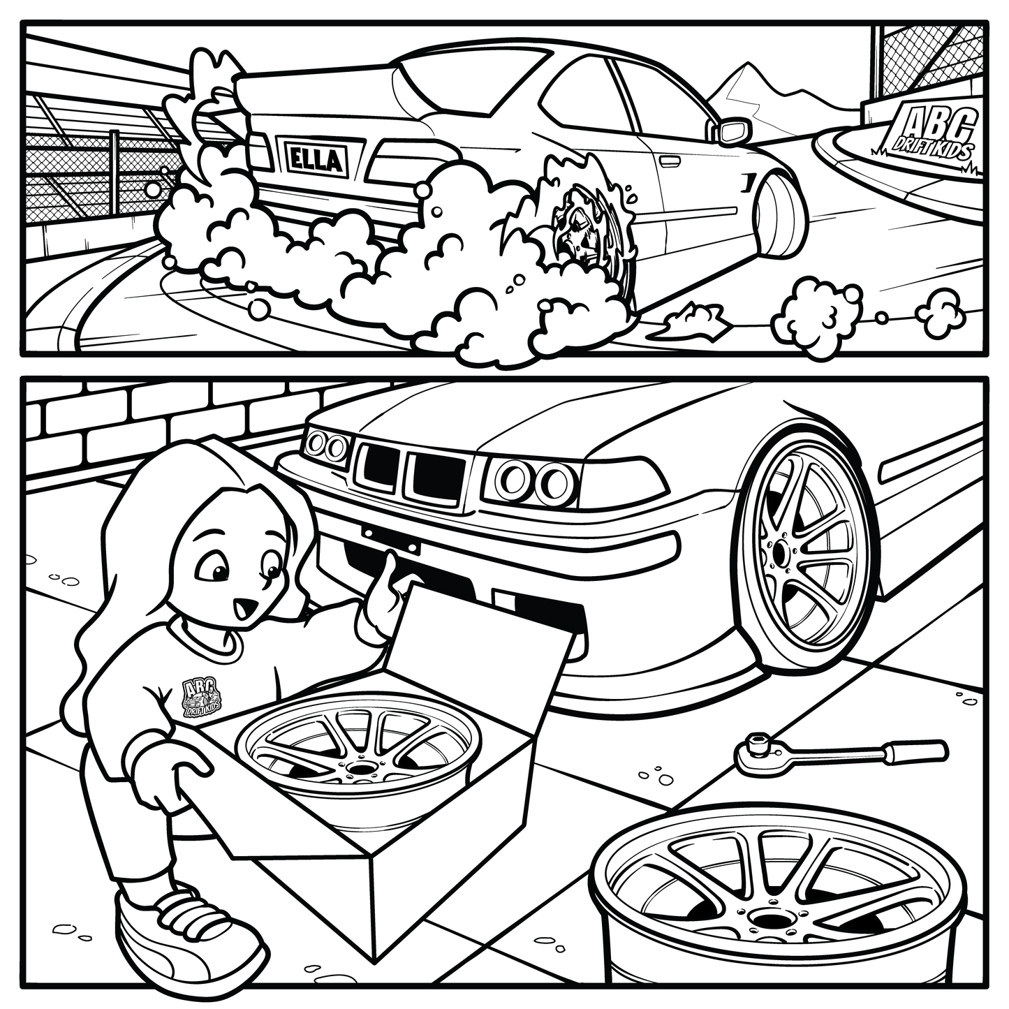 Color Me Sideways! More than 25 Drift-Themed Coloring Pages (Instant Download!)