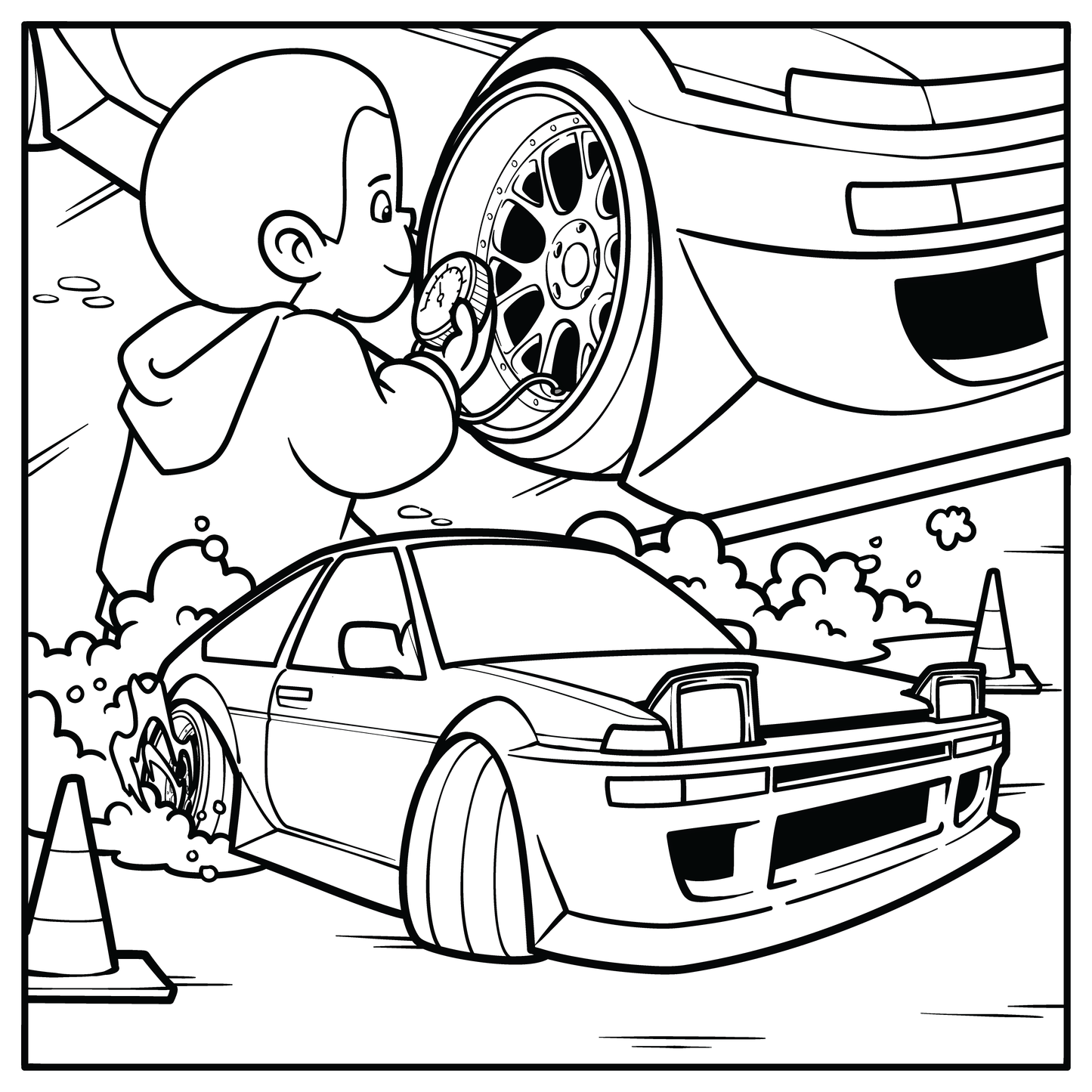 Color Me Sideways! More than 25 Drift-Themed Coloring Pages (Instant Download!)