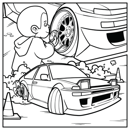 Color Me Sideways! More than 25 Drift-Themed Coloring Pages (Instant Download!)